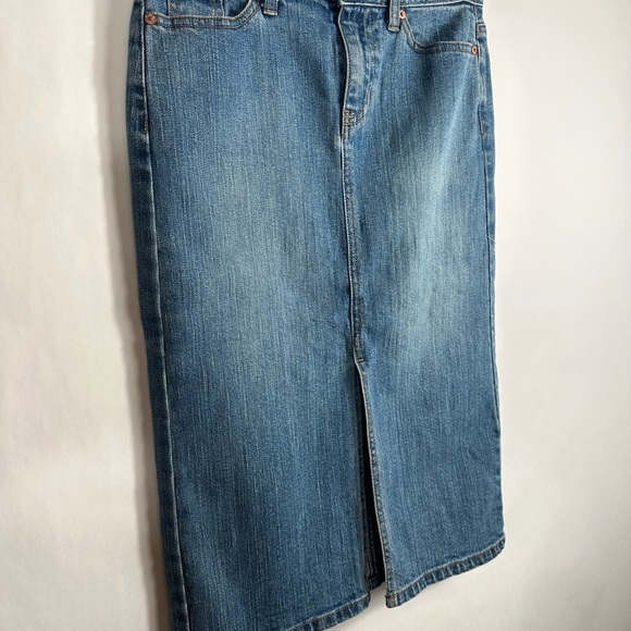 Gap Jeans Midi Front Split Classic Blue Denim Skirt - Picture 4 of 8